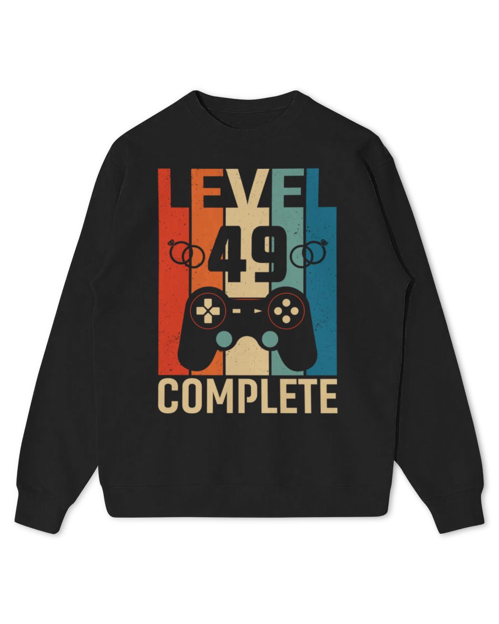 Level 49 Complete Video Gamer 49 Years Wedding Anniversary Long Sleeve T-Shirt Kids Standard Sweatshirt black xs