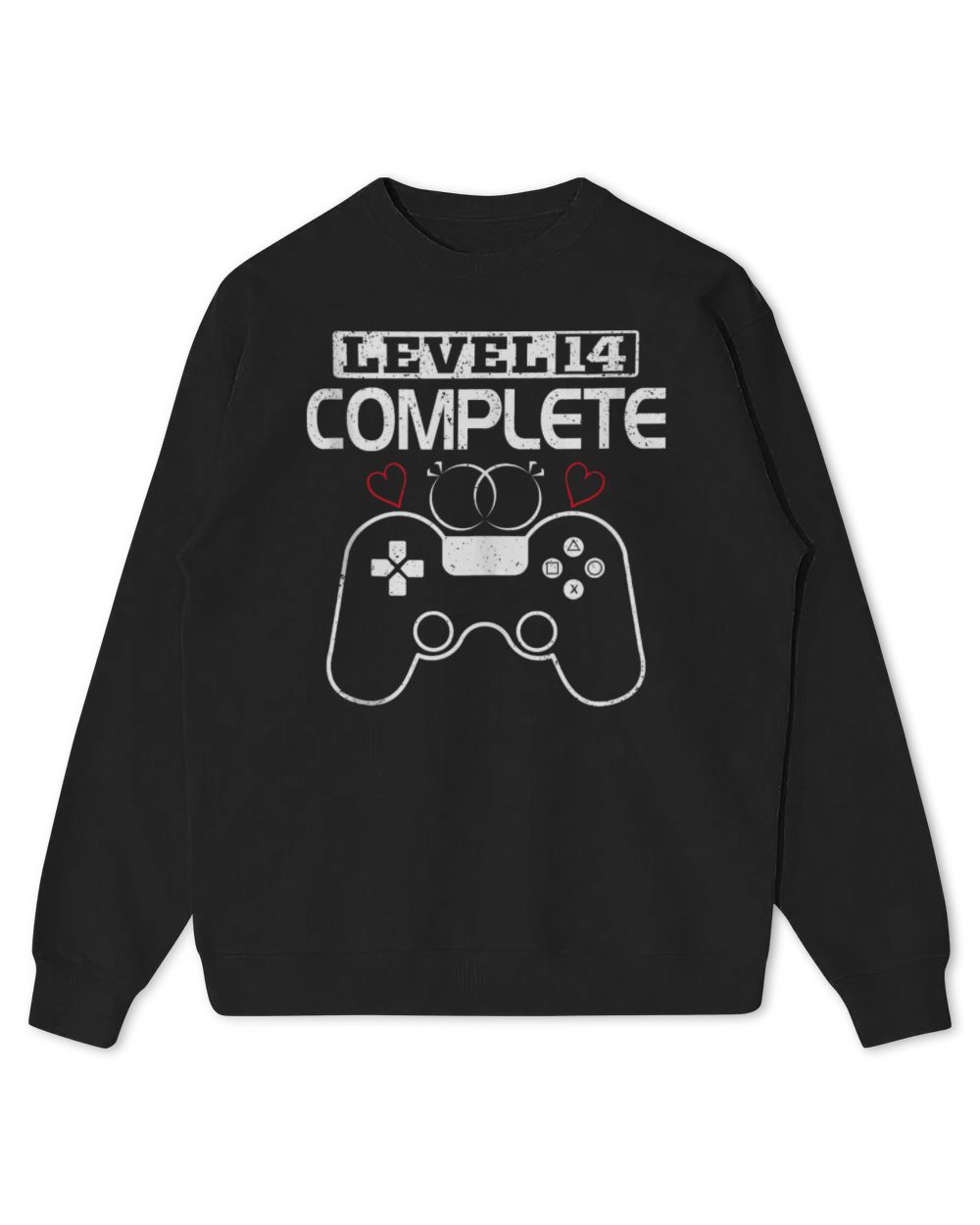 Level 14 Complete 14 Years Wedding Anniversary Video Gamer Tee Kids Standard Sweatshirt black xs