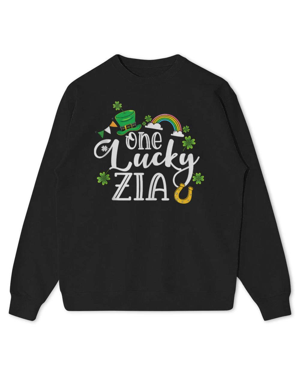 One Lucky Zia St Patrick's Day Irish Zia Leprechaun Tee Kids Standard Sweatshirt black xs