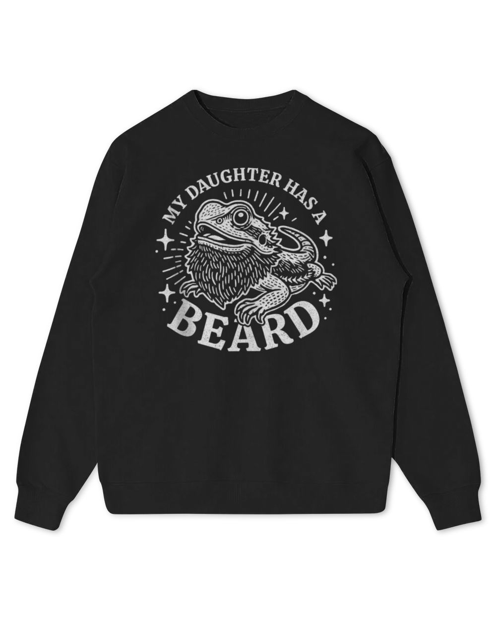 My Daughter Has A Beard - Bearded Dragon Lover Funny Retro Tee Kids Standard Sweatshirt black xs