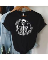 Skeleton Coffee Cheer Dad Surviving Comp Weekend Fathers Day Shirt Unisex Standard T-Shirt black s