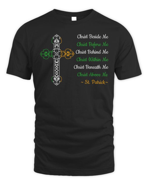 Men Women St Patrick's Prayer Green Christian Cross Irish Long Sleeve T-Shirt